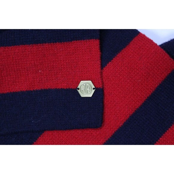 JONATHAN ADLER Navy Blue Red Striped Wool Scarf Glove Hat Beanie Set /018 main image 2